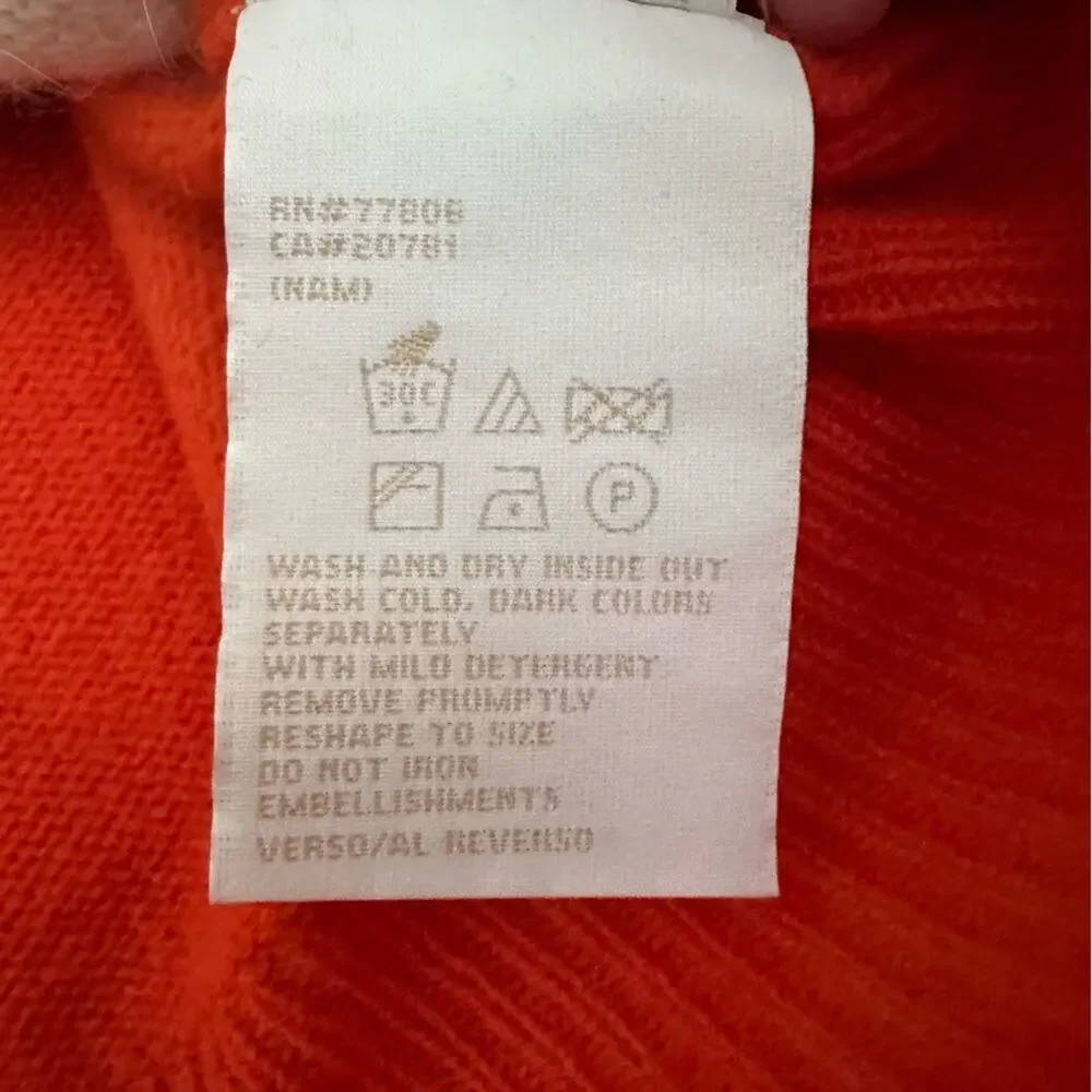 Tommy Hilfiger Vtg Orange V-Neck Sweater Women M Geometric Argyle Wool Blend Y2K